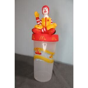 2004 McDonald's Plastic Tumbler Cup Screw-on Ronald McDonald Lid 10 oz